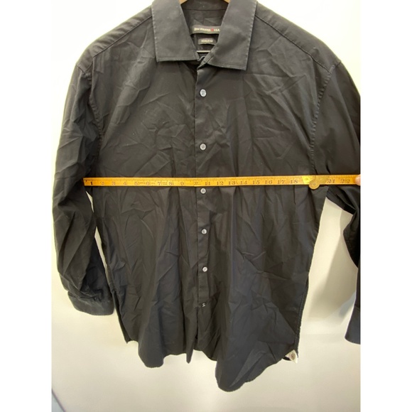 Men's Long Sleeve Button Down Solid Shirt Black - Picture 7 of 8
